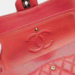 Pre Owned Chanel Pink Medium Classic Caviar Double Flap