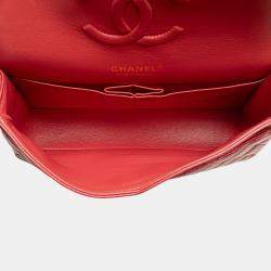 Pre Owned Chanel Pink Medium Classic Caviar Double Flap