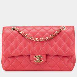 Pre Owned Chanel Pink Medium Classic Caviar Double Flap