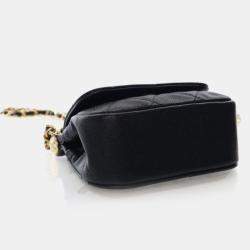 Pre Owned Chanel Mini Caviar Bar Clutch On Chain