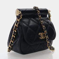 Pre Owned Chanel Mini Caviar Bar Clutch On Chain