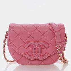 Pre Owned Chanel Mini Pink Caviar Messenger Bag