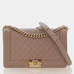 Pre Owned Chanel Medium Caviar Boy Bag