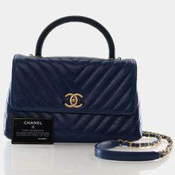 Pre Owned Chanel Medium Lizard Crinkled Calfskin Coco Handle Bag