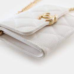 Pre Owned Chanel Mini Caviar Quilted On Chain Clutch