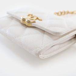 Pre Owned Chanel Mini Caviar Quilted On Chain Clutch