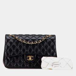 Pre Owned Chanel Black Jumbo Classic Lambskin Double Flap