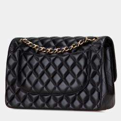 Pre Owned Chanel Black Jumbo Classic Lambskin Double Flap