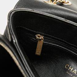 Pre Owned Chanel Black Small Chevron Lambskin Stitched Envelope Flap
