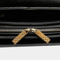 Pre Owned Chanel Black Small Chevron Lambskin Stitched Envelope Flap