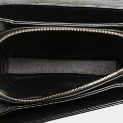 Pre Owned Chanel Black Small Chevron Lambskin Stitched Envelope Flap