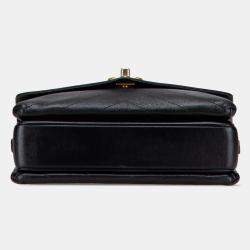 Pre Owned Chanel Black Small Chevron Lambskin Stitched Envelope Flap