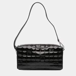 Pre Owned Chanel Black CC Chocolate Bar Patent Shoulder Bag