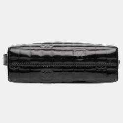 Pre Owned Chanel Black CC Chocolate Bar Patent Shoulder Bag