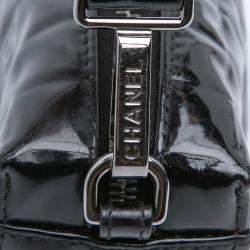 Pre Owned Chanel Black CC Chocolate Bar Patent Shoulder Bag