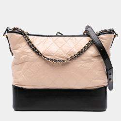 Pre Owned Chanel Beige Large Aged Calfskin Gabrielle Crossbody