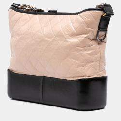 Pre Owned Chanel Beige Large Aged Calfskin Gabrielle Crossbody