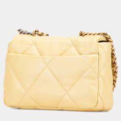 Pre Owned Chanel Yellow Medium Lambskin 19 Flap
