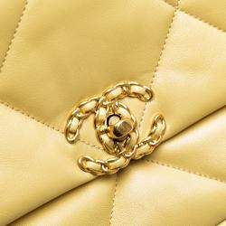 Pre Owned Chanel Yellow Medium Lambskin 19 Flap