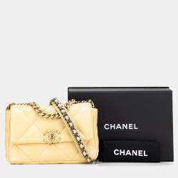 Pre Owned Chanel Yellow Medium Lambskin 19 Flap