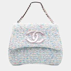 Pre Owned Chanel Blue CC Confetti Tweed Flap