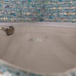 Pre Owned Chanel Blue CC Confetti Tweed Flap