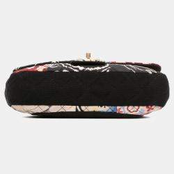 Pre Owned Chanel Multicolor Medium Printed Nylon and Jersey Patchwork Single Flap