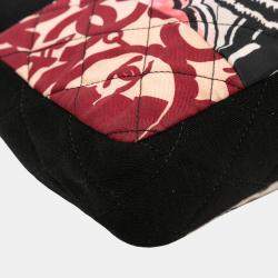 Pre Owned Chanel Multicolor Medium Printed Nylon and Jersey Patchwork Single Flap