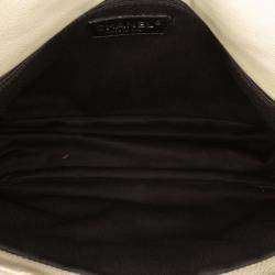 Pre Owned Chanel White Quilted Calfskin Expandable Zip Yacht Flap