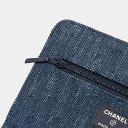 مملوكة مسبقًا Chanel Blue Denim and Velvet Wallet On Chain
