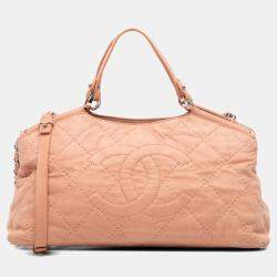 Pre Owned Chanel Pink Small Iridescent Calfskin Sea Hit Tote