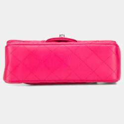 Pre Owned Chanel Pink Mini Rectangular Classic Lambskin Single Flap