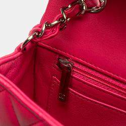Pre Owned Chanel Pink Mini Rectangular Classic Lambskin Single Flap