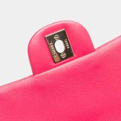 Pre Owned Chanel Pink Mini Rectangular Classic Lambskin Single Flap