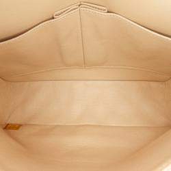 Pre Owned Chanel Beige Medium Classic Lambskin Double Flap