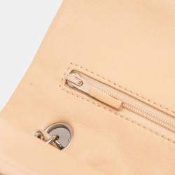 Pre Owned Chanel Beige Medium Classic Lambskin Double Flap