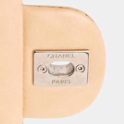 Pre Owned Chanel Beige Medium Classic Lambskin Double Flap