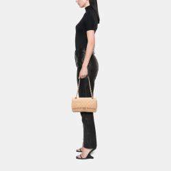 Pre Owned Chanel Beige Medium Classic Lambskin Double Flap