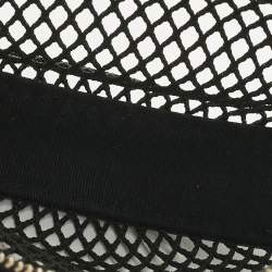 Pre Owned حقيبة شانيل دائرية صغيرة جلد وأسود مبطن شبك