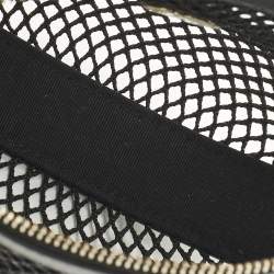 Pre Owned حقيبة شانيل دائرية صغيرة جلد وأسود مبطن شبك