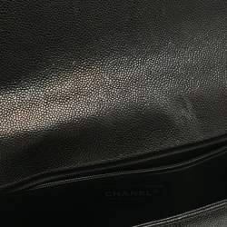 Pre Owned Chanel Black Quilted Caviar Leather Large Boy Flap Bag
