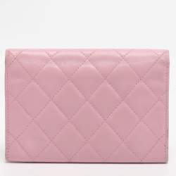 Pre Owned حافظة بطاقات شانيل جلد ليغني كيمبون مبطنة سوداء