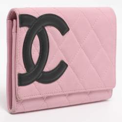 Pre Owned حافظة بطاقات شانيل جلد ليغني كيمبون مبطنة سوداء