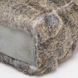 Pre Owned Chanel Beige/Blue Rabbit Fur CC Tote