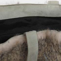 Pre Owned Chanel Beige/Blue Rabbit Fur CC Tote