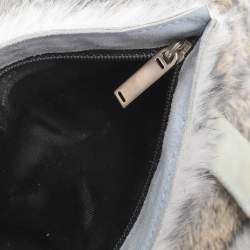 Pre Owned Chanel Beige/Blue Rabbit Fur CC Tote