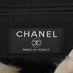 Pre Owned Chanel Beige/Blue Rabbit Fur CC Tote