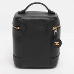 Pre Owned Chanel Black Caviar Leather Vanity Case