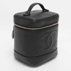 Pre Owned Chanel Black Caviar Leather Vanity Case
