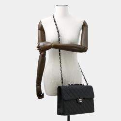 Pre Owned Chanel Jumbo  Size 30 Matelasse Chain shoulder Bag Black Caviar Leather Bag